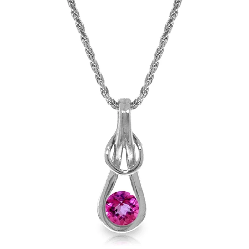 Onyx gem necklaces-0.65 Carat 14K Solid White Gold Amethystong Other Faces Pink Topaz Necklace