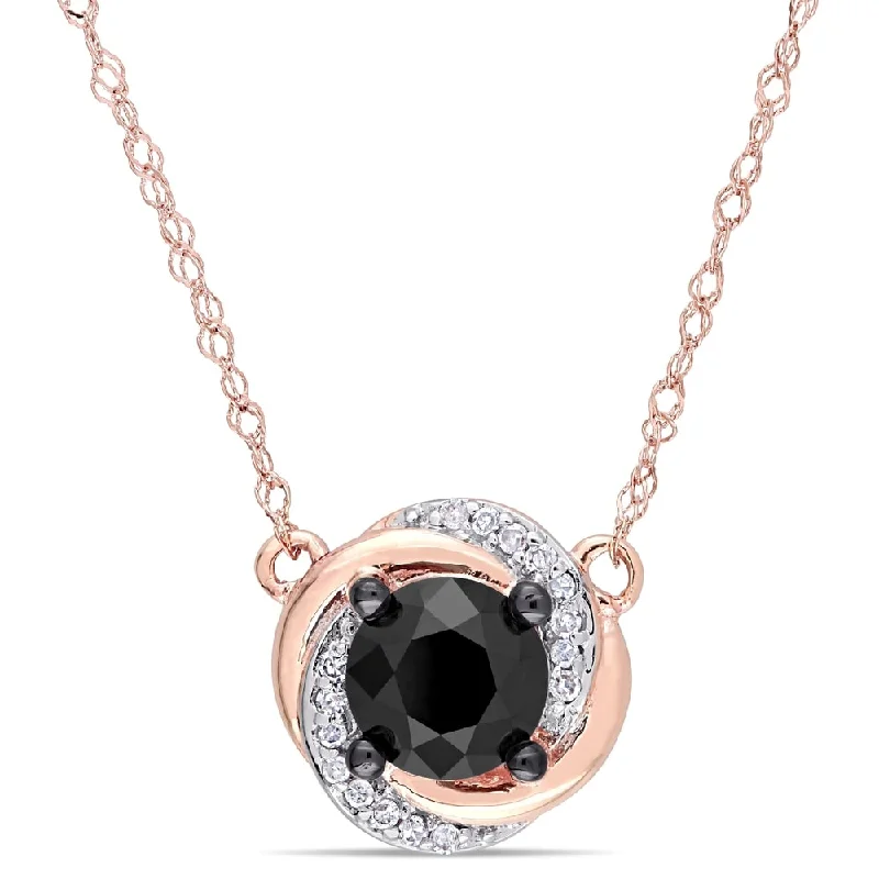 Wide chain necklaces-Miadora 10k Rose Gold 1ct TDW Black and White Diamond Swirl Necklace