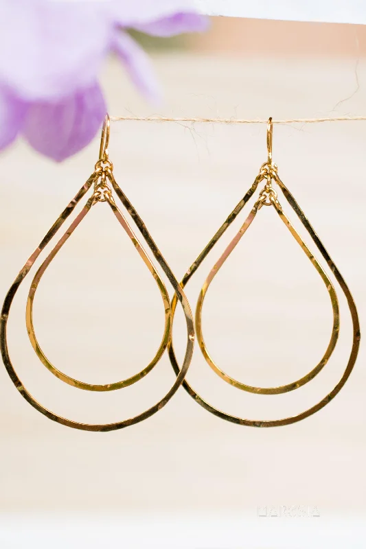 Large hoop earrings-Karla Double Tear Drop Earrings ~Gold Plated or Silver Plated ~ SME014