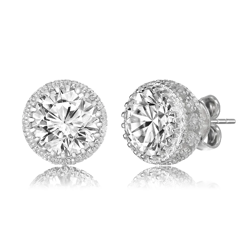 Polished bead earrings-Marie Classic Frame Circle Button Earrings