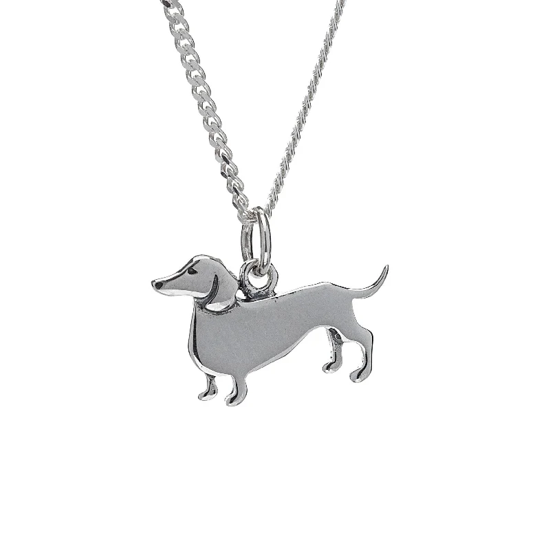 Raised bar necklaces-Sterling Silver Dachshund Dog Necklace