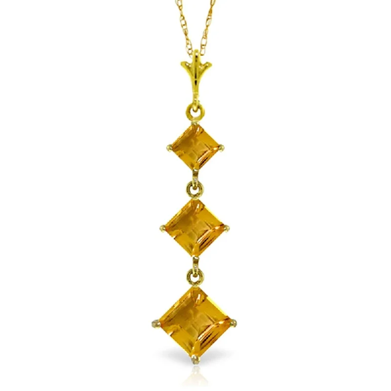 Ruby stone necklaces-2.4 CTW 14K Solid Gold Melting Flames Citrine Necklace