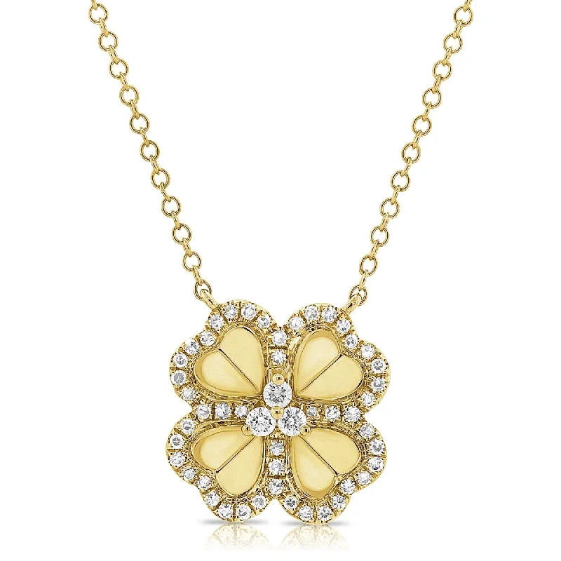 Layered link necklaces-Joelle Diamond Flower Necklace 1/5 CTW 14K Yellow Gold