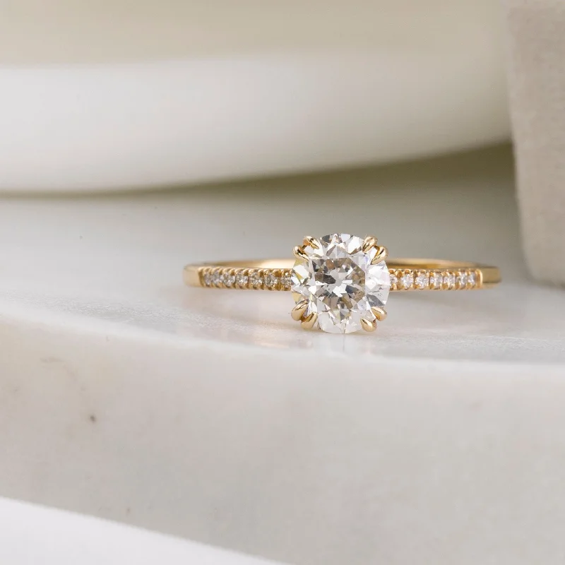 Woven cord engagement rings-Sabrina Ring, 1ct Old Mine Cut Round Diamond Ring, 14k Yellow Gold (One of a kind)