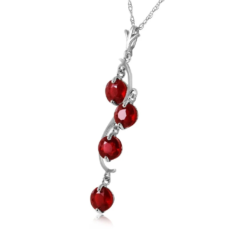 Multi-strand necklaces-2 Carat 14K Solid White Gold Perks Of Love Ruby Necklace