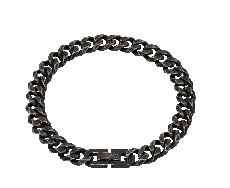 Unique & Co Antique Black Stainless Steel Curb Bracelet