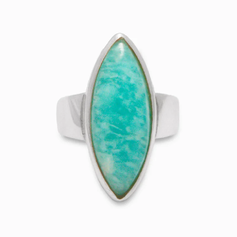 Oval gem rings-Amazonite Ring