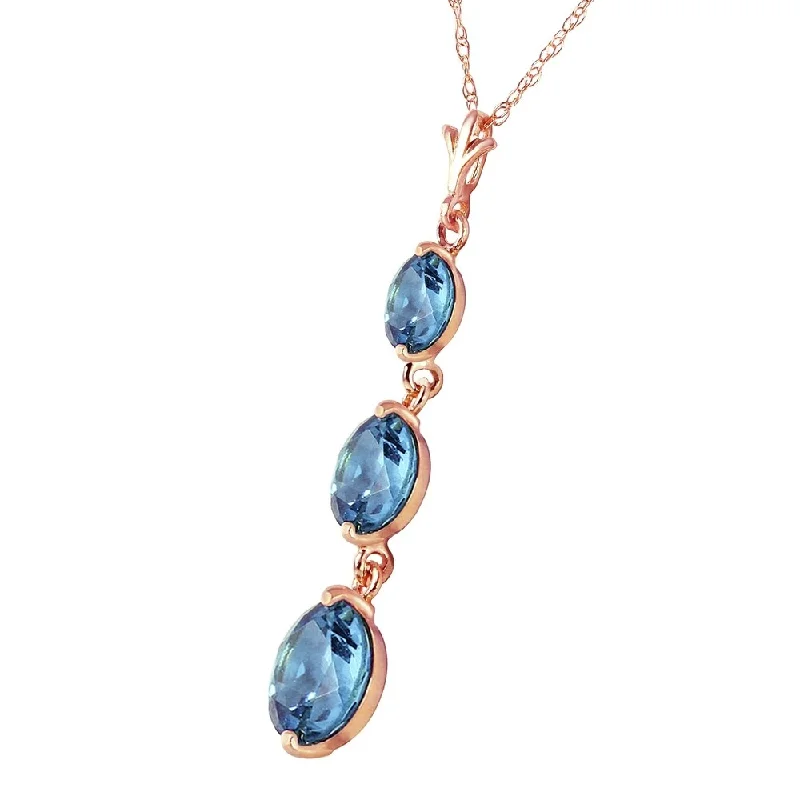 Onyx gem necklaces-3.6 Carat 14K Solid Rose Gold Rainfall Blue Topaz Necklace