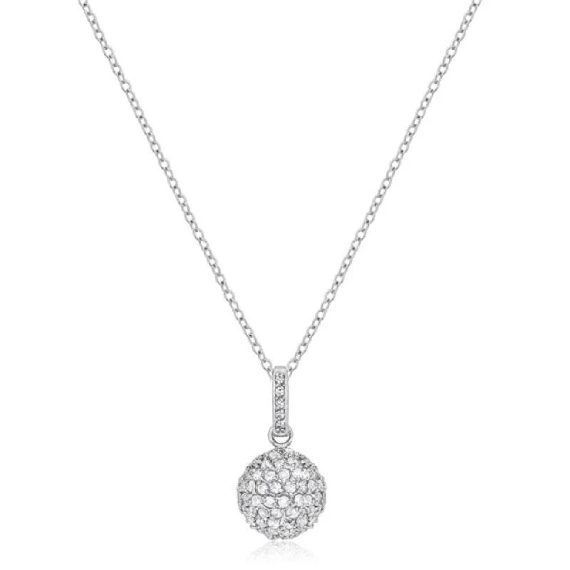 Vintage locket necklaces-All Clear Cubic Zirconia Necklace with Rhodium Plating, Classic Style - 16 Inch + 2 Inch Extender