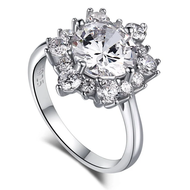 Topaz stone engagement rings-Elegant Floral Diamond Ring