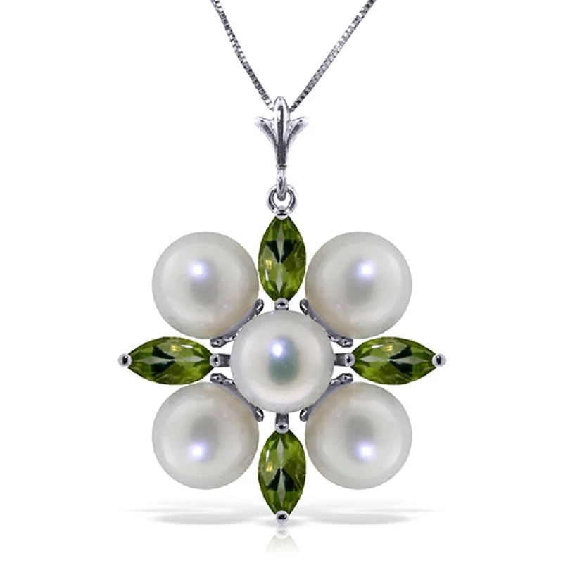 Cotton braid necklaces-6.3 CTW 14K Solid White Gold Hovering Glimmer Peridot Citrine Necklace