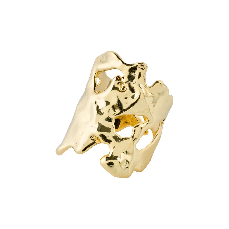 Rough texture rings-HAPPY organic shaped ring gold-plated