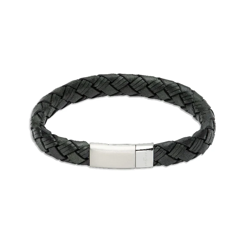 Unique & Co Woven Leather Bracelet Steel Clasp