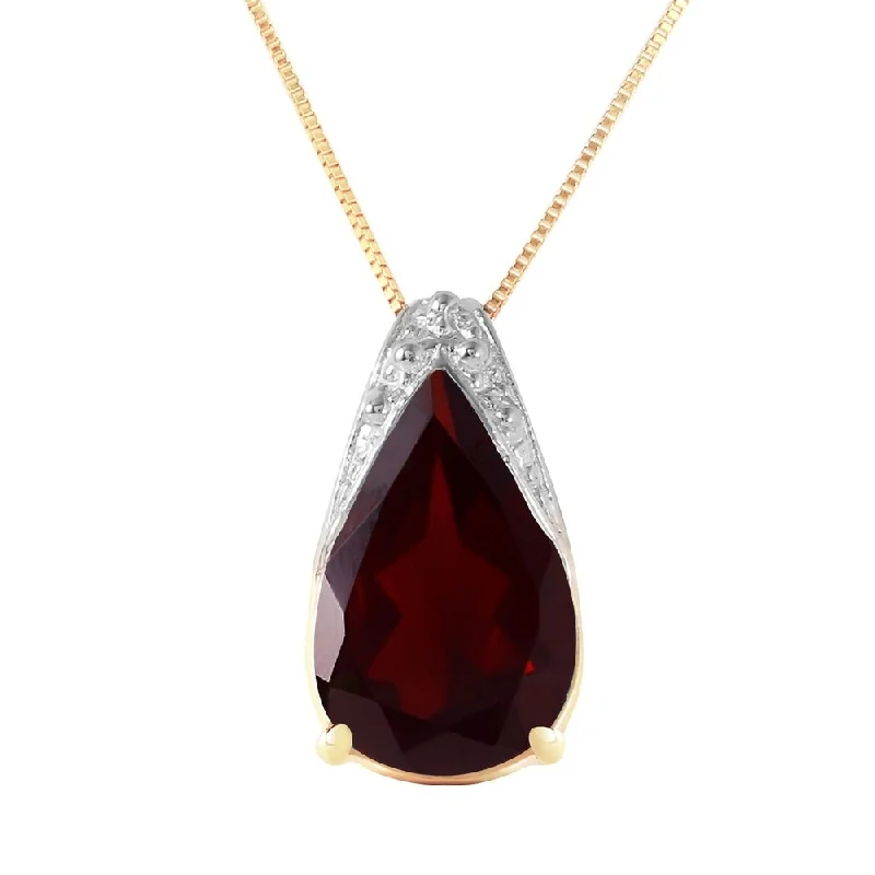 Silk fringe necklaces-5 Carat 14K Gold Necklace Natural Garnet