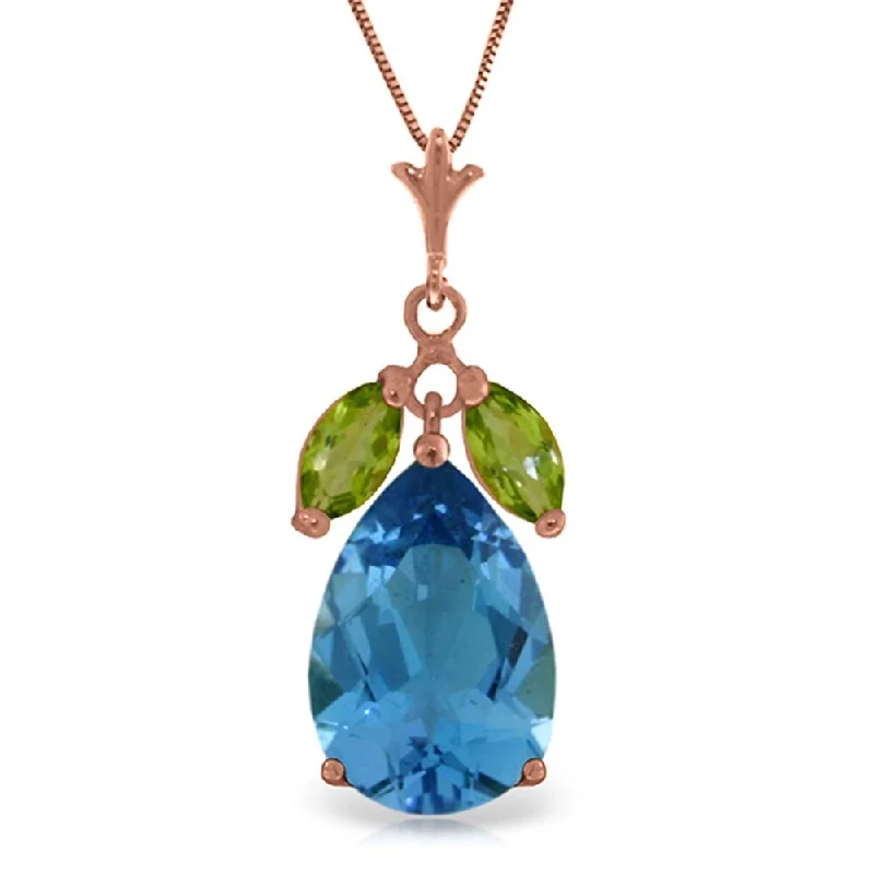 Mystic eye necklaces-14K Rose Gold Blue Topaz & Peridot Necklace Certified