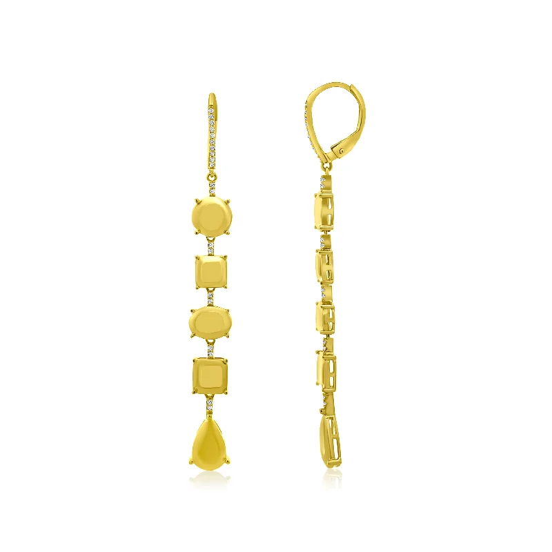 Topaz stone earrings-Multi Shape Gold Dangle Earrings