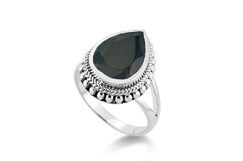 Patina bronze rings-Sempu Ring- Onyx