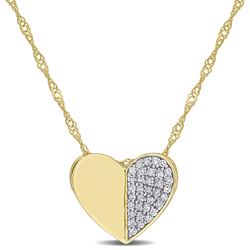 Mystic eye necklaces-Miadora 10k Yellow Gold 1/10ct TDW Diamond Cluster Heart Necklace