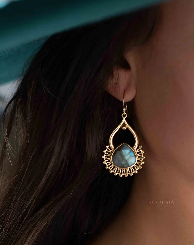 Mystic eye earrings-Labradorite 18k Gold Plated Earrings ~ ME186