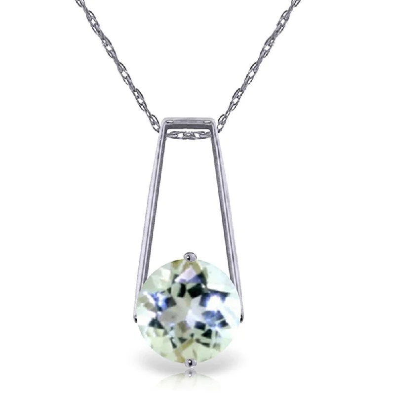 Coiled cord necklaces-1.45 Carat 14K White Gold Gold Necklace Aquamarine