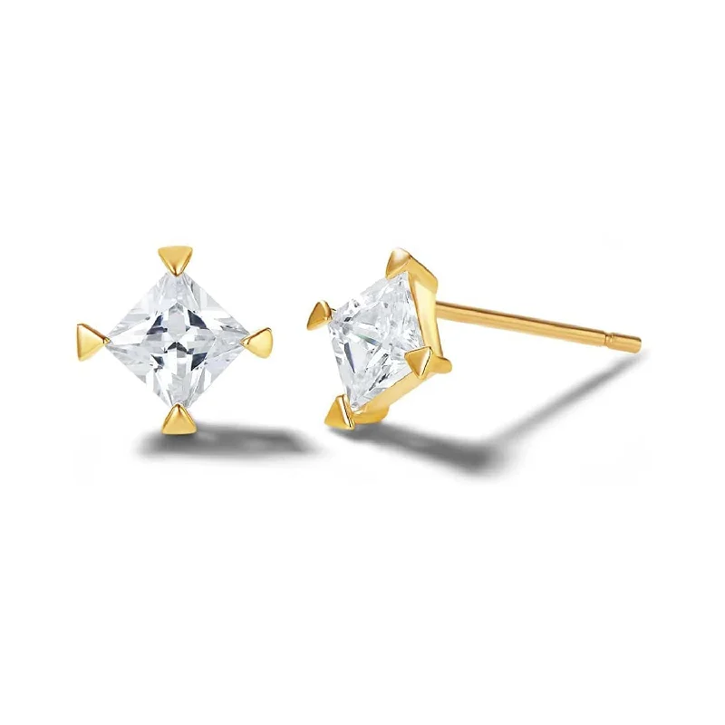 Topaz stud earrings-FANCIME Dainty Stud 14K Yellow Gold Earrings