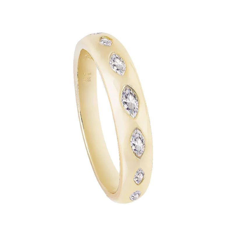 Light clay rings-Marquise | Clear Band Ring