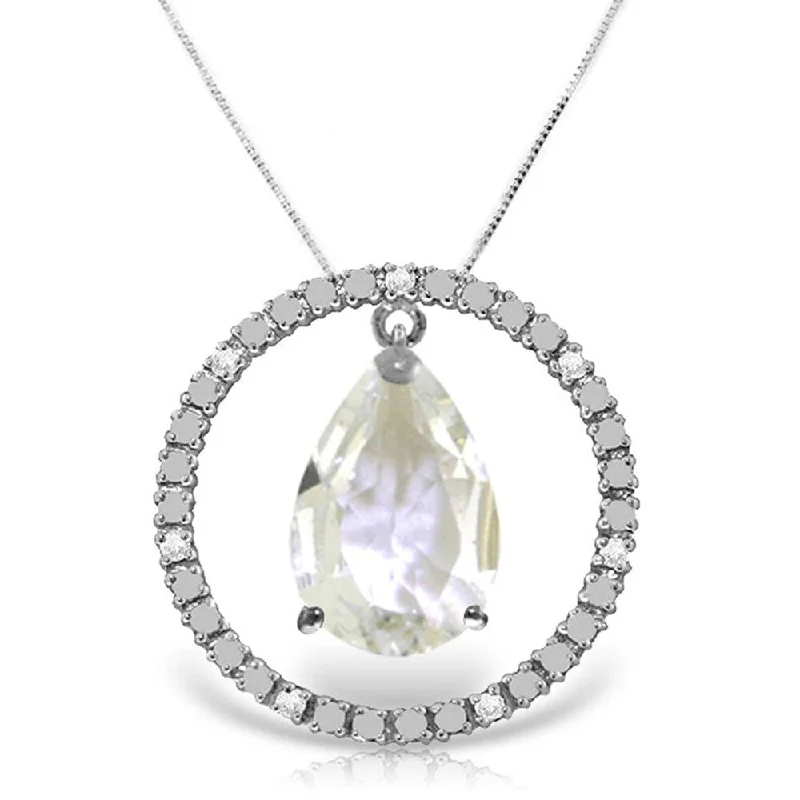 Victorian style necklaces-6.6 Carat 14K White Gold Diamond White Topaz Circle of Love Necklace