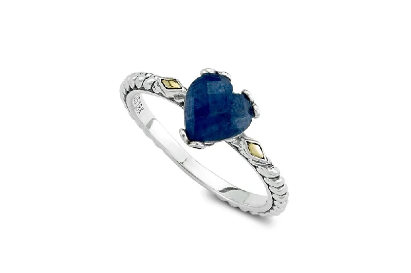 Dove feather rings-Glow Heart Ring- Blue Sapphire