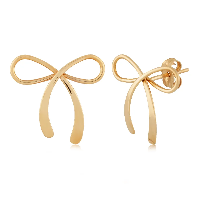 Flat badge earrings-Petite Bow Earrings