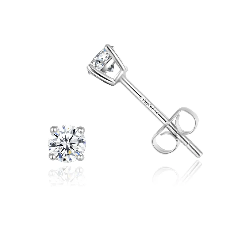 Textured disc earrings-14K White Gold 0.3CTTW Four Prong Set Lab Grown Diamond Solitaire Stud Earrings