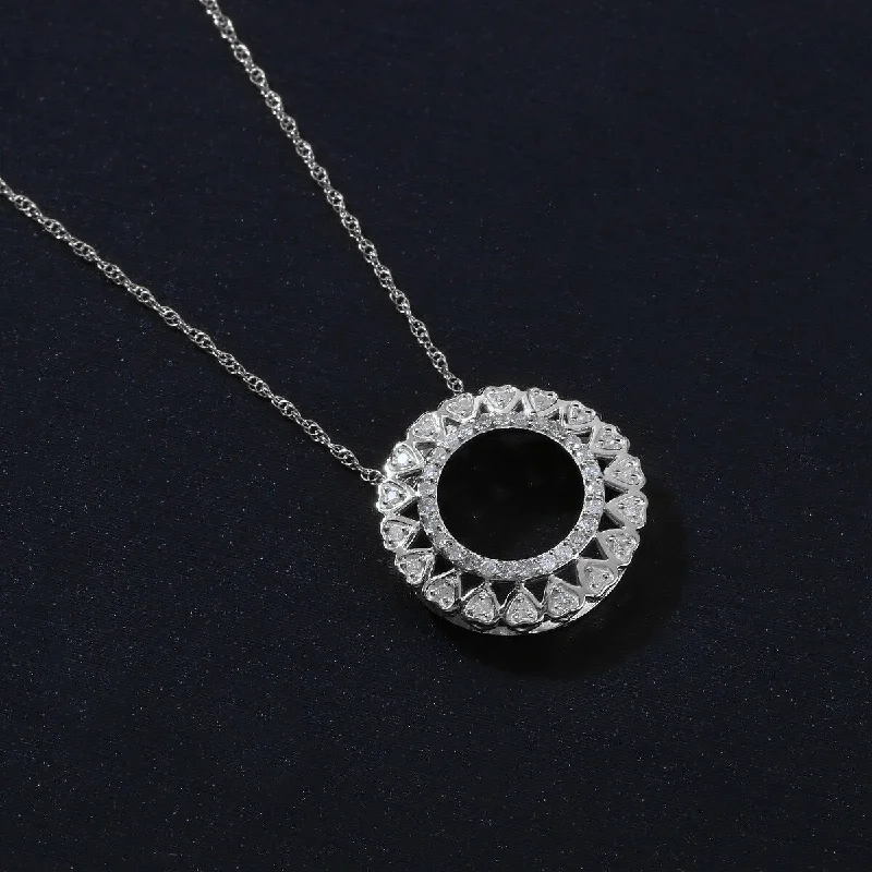 Dainty gem necklaces-De Couer 10k White Gold 1/6ct TDW Diamond Filigree Circle Necklace