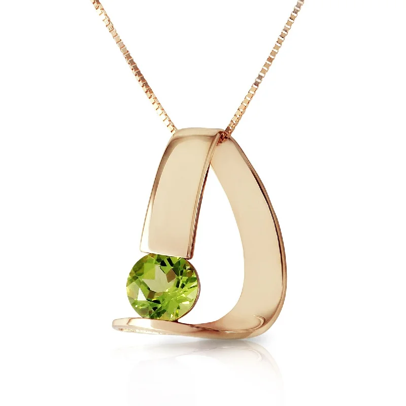 Radiant pearl necklaces-1.0 Carat 14K Solid Gold Modern Gemstone Necklace with Natural Peridot