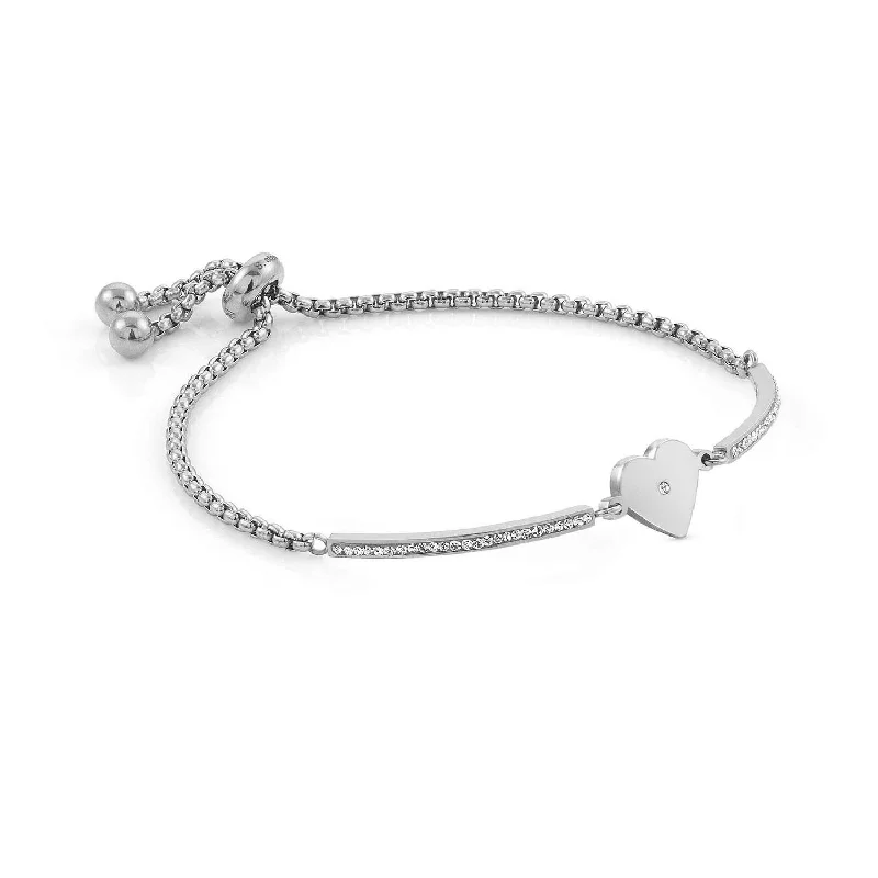 Nomination Milleluci Steel Zirconia Heart Half Bangle Bracelet