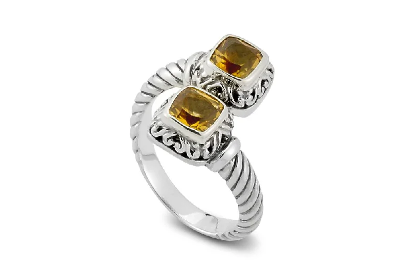 Silk cord rings-Guntur Ring- Citrine