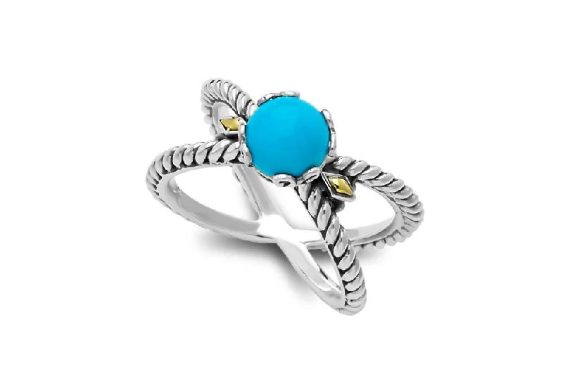 Tri-tone rings-Glow "X" Ring- Turquoise