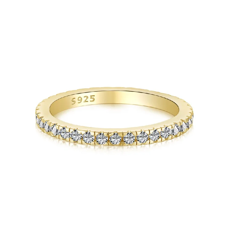 Layered band engagement rings-Gold Minimal Diamond Ring