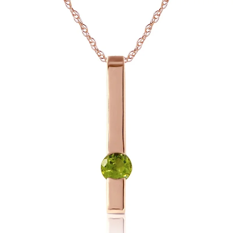 Cotton braid necklaces-0.25 Carat 14K Rose Gold Bar Peridot Necklace