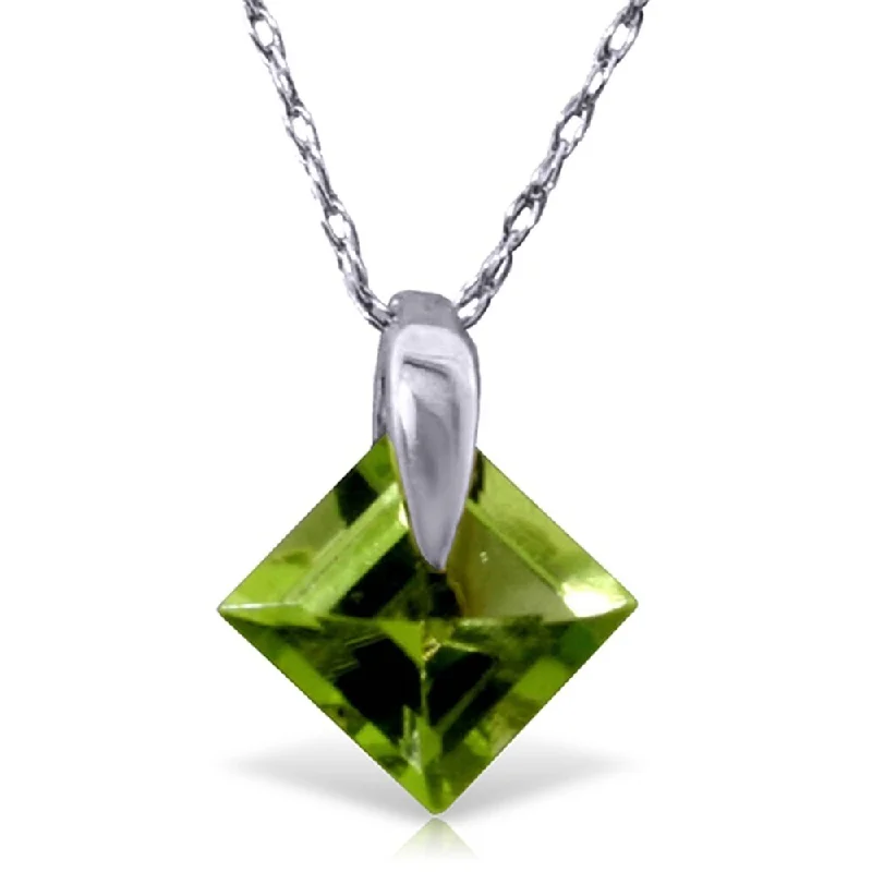 Agate stone necklaces-1.16 Carat 14K White Gold My Need of You Peridot Necklace