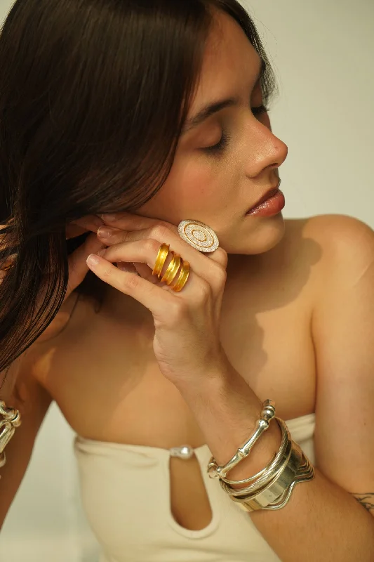 Sleek stone rings-Erin Gold Plated Ring