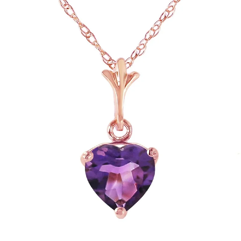 Crystal-twisted necklaces-1.15 Carat 14K Rose Gold Necklace Natural Purple Amethyst