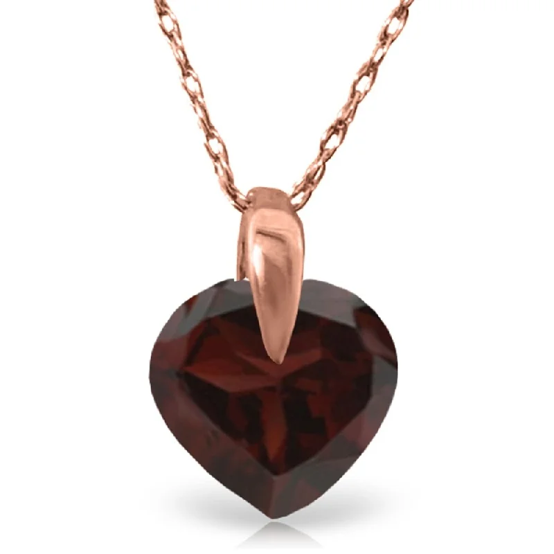 Retro photo necklaces-1.15 Carat 14K Rose Gold Bold Heart Garnet Necklace