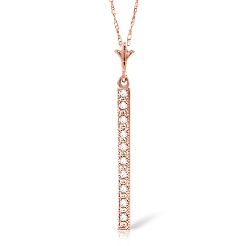 Spinel necklaces-14K Rose Gold Bar Natural Diamond Necklace Certified