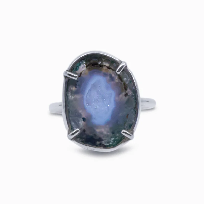 Flat knot rings-Agate Geode Ring