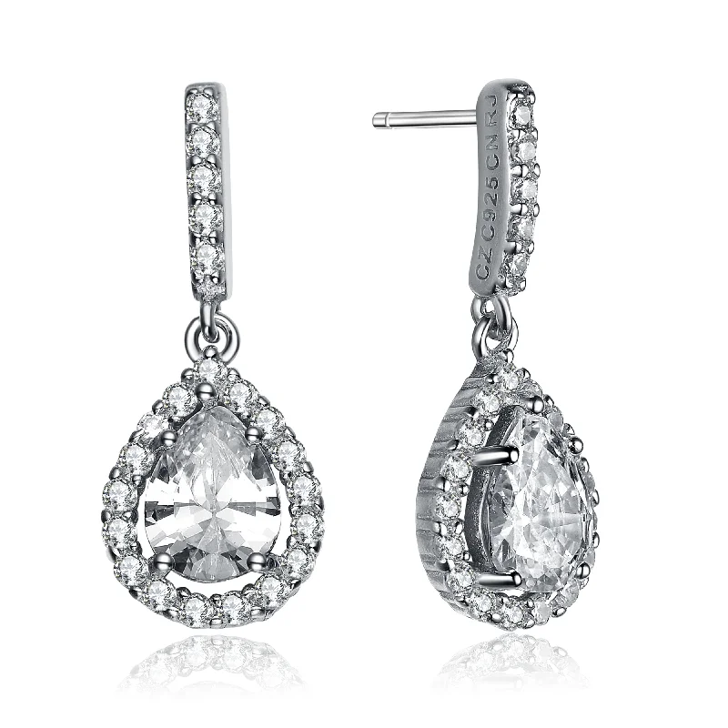 Java tile earrings-Constance Teardrop Cubic Zirconia Stud Earrings