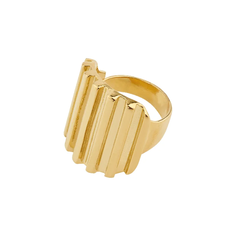 Wide band rings-LAUREL ring gold-plated