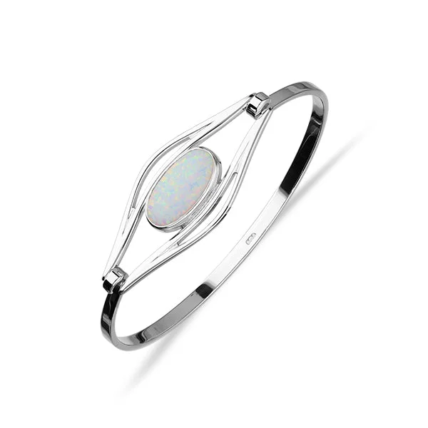 Sahara Sunset Silver Bangle SBG29 White Opal