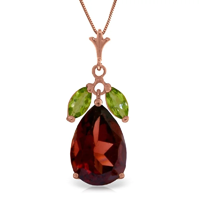 Layered link necklaces-14K Rose Gold Necklace w/ Garnet & Peridots