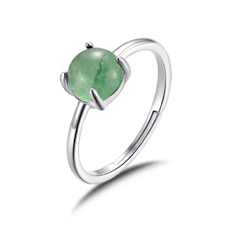 Rustic lock rings-Green Aventurine Adjustable Ring