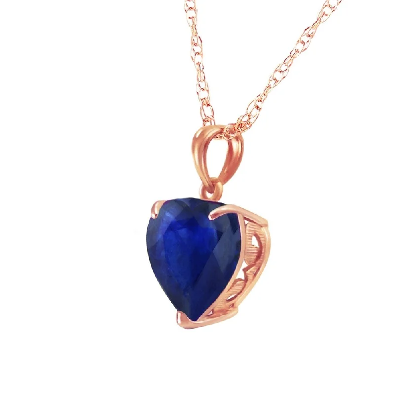 Oval shape necklaces-14K Solid Rose Gold Necklace with Natural 10mm Heart Sapphire