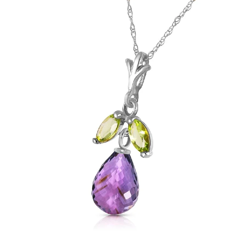 Galaxy charm necklaces-1.7 CTW 14K Solid White Gold Show Cheerfulness Amethyst Peridot Necklace